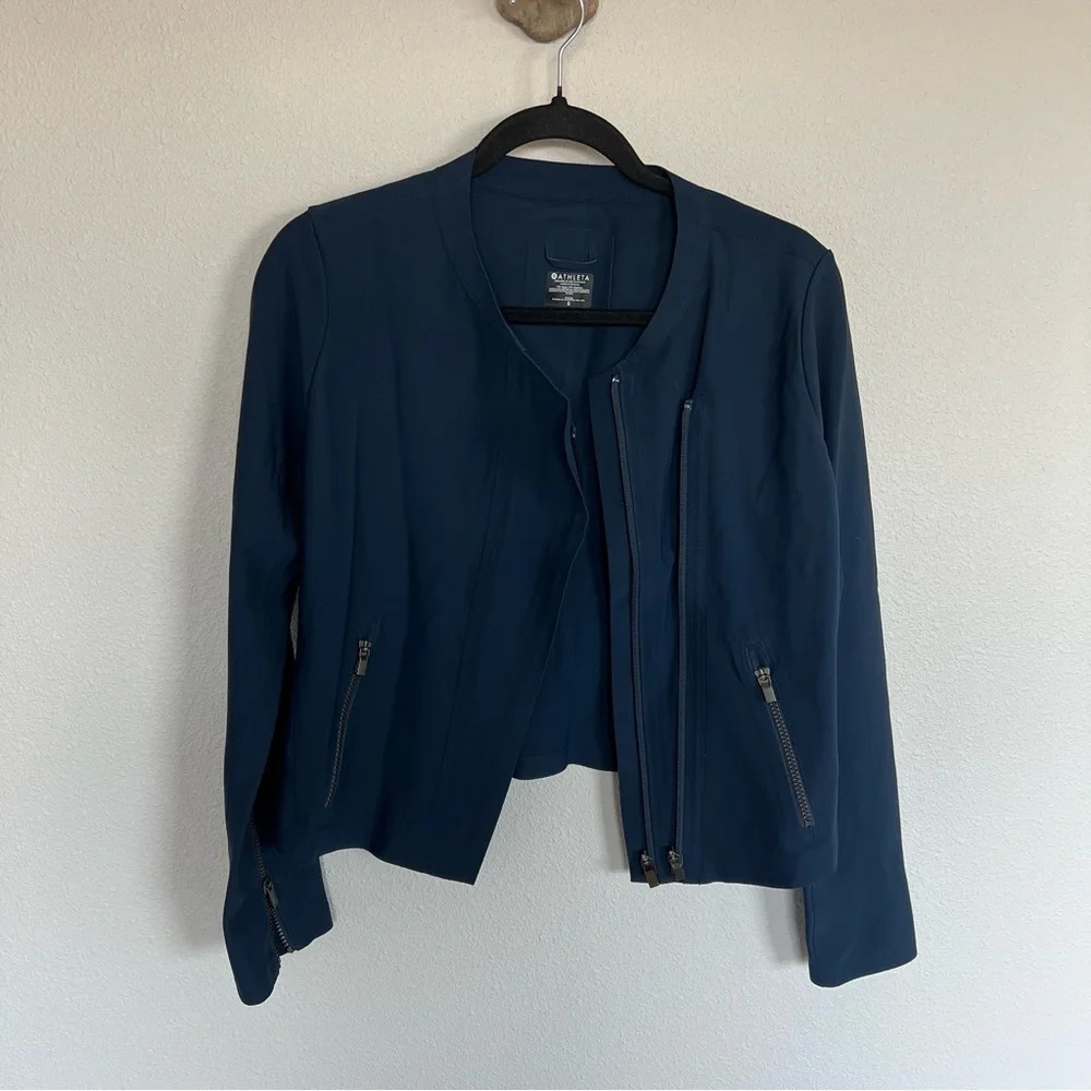 Athleta Stellar Moto Zip Technical Jacket Navy Bl… - image 3
